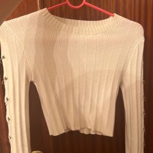 Pierced sleeve cropped sweater
